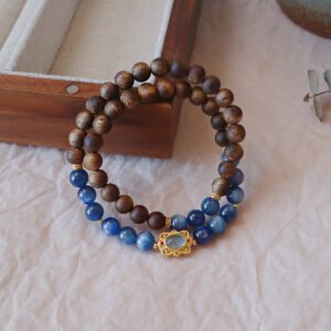 High quality natural kyanite agarwood bracelet double circle